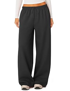 HeSaYep Womens Fleece Lined Sweatpants Winter Warm Wide Leg Sweat Pants Baggy Casual Pants with Pockets