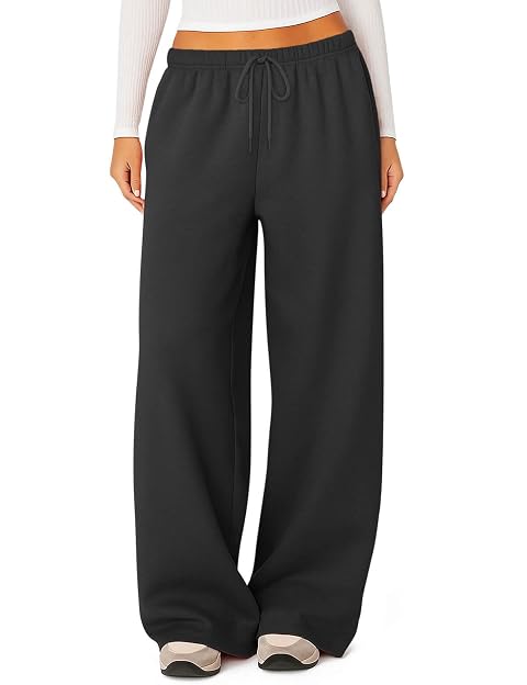 HeSaYep Womens Fleece Lined Sweatpants Winter Warm Wide Leg Sweat Pants Baggy Casual Pants with Pockets