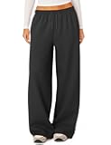 HeSaYep Women's Fleece Lined Sweatpants Winter Warm Wide Leg Sweat Pants Baggy Casual Pants with Pockets