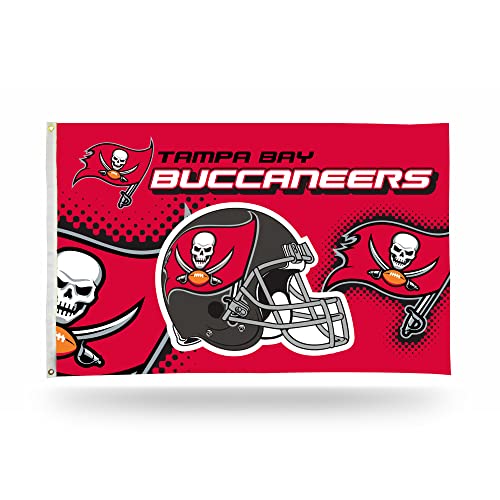 Rico Industries NFL Tampa Bay Buccaneers Helmet 3-Foot by 5-Foot Single Sided Banner Flag with Grommets