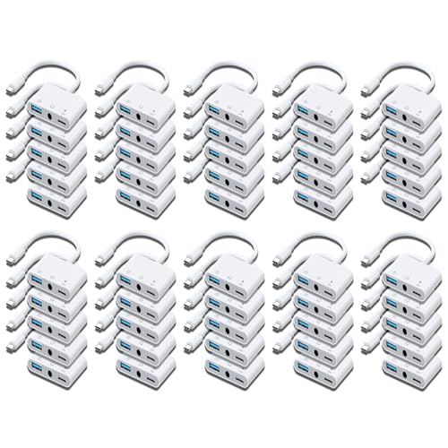 MTIQHS 50 Pack Aux to USB C to USB Adapter, USB OTG Adapter with USB C to 3.5mm Audio Adapter and 60W PD Fast Charging Port
