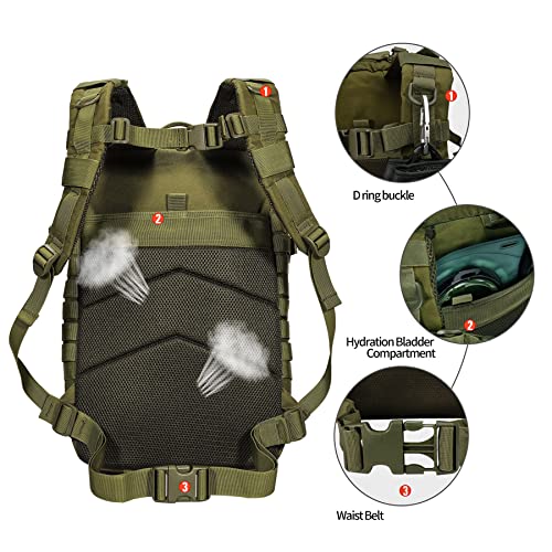 Vav Yakeda 45L Military Tactical Backpack For Men Army Survival Backpacks Large 3 Day Assault Pack Bug Out Bag (Green) #TOP1