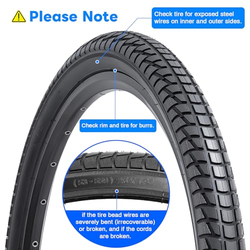 YUNSCM 2-PCS 26″ Bike Tires 26 x 1.95 (53-559) Compatible