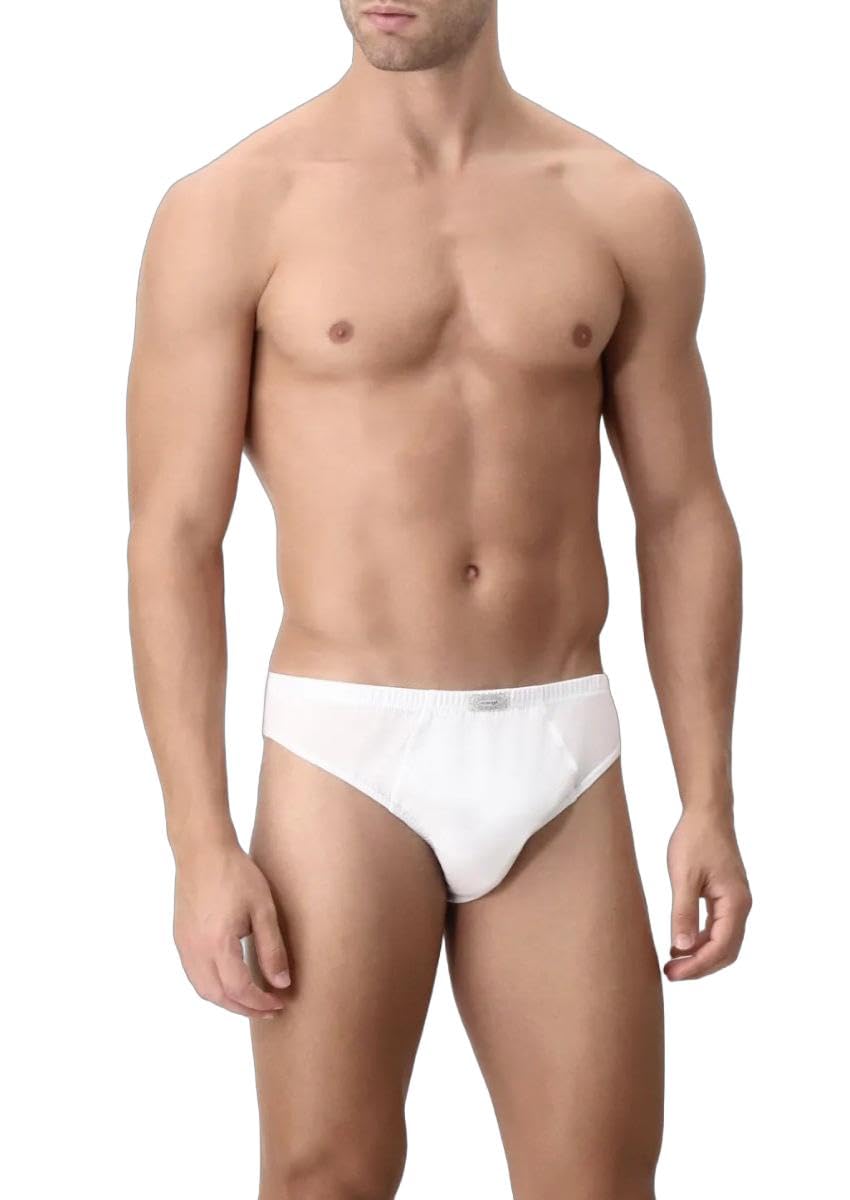 Cagi 1208, set di 6 slip da uomo, 100% cotone, tessuto filo di Scozia bianco