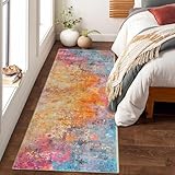 Lahome Modern Abstract Runner Rug - 2x6 Colorful Runners for Hallways Non Skid Laundry Room Rug Washable Carpet Runner, Rainbow Soft Non Slip Indoor Throw Runner for Bedroom Kitchen Bathroom