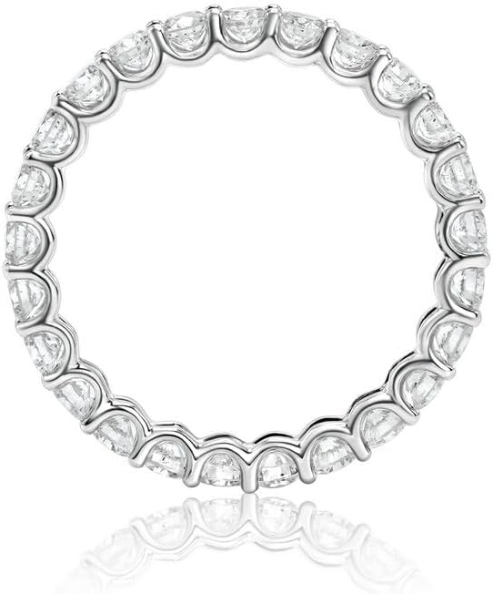 14K Gold Lab Created Diamond Eternity Band for Women – Round Lab Grown Diamonds F-G Color VS Clarity, Luxury Eternity Wedding Band Ring, Anniversary Promise Ring Jewelry