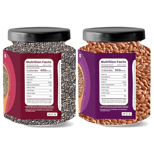 Image of LILA DRY FRUITS Roasted Chia Flax Seeds Combo Pack 200 Grams (100g x 2) | Daily Health Seed Mix | Crunchy Roasted Seeds for Everyday Use | Balanced Nutrition & Clean Snacking Perfect for Gifting