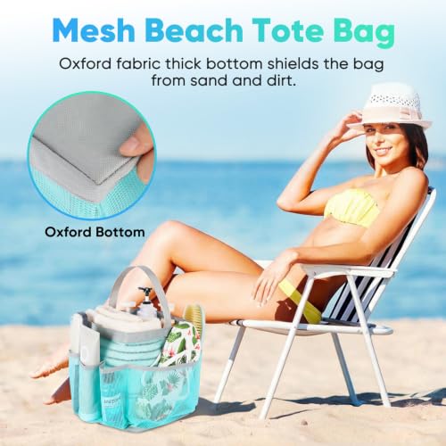 Image of EUDELE Mesh Shower Caddy Portable, 8-Pocket Large Capacity, Quick Dry, Easy Clean, for Beach, Swimming, Gym, Travel