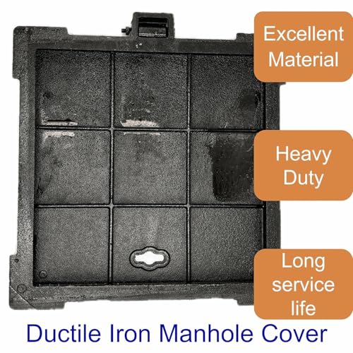 DuuMuut 24x24 in Cast Iron Manhole Cover and Frame for 24" Corrugated Pipe, B-Class 28100 lbs Heavy-Duty Driveway Septic Tank Lid with Base, Square Anti-Slip Inspection Well Cover (True 23.6" ISL) by DuuMuut - Image 3