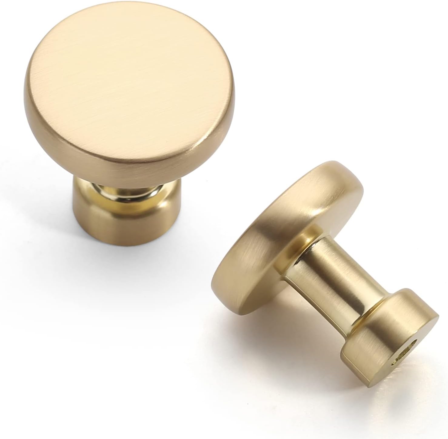 Asidrama 10 Pack 1-1/4 inch Brushed Brass Kitchen Cabinet Knobs Gold Dresser Knobs Drawer Knobs Cabinet Hardware Zinc Knobs for Dresser Drawers