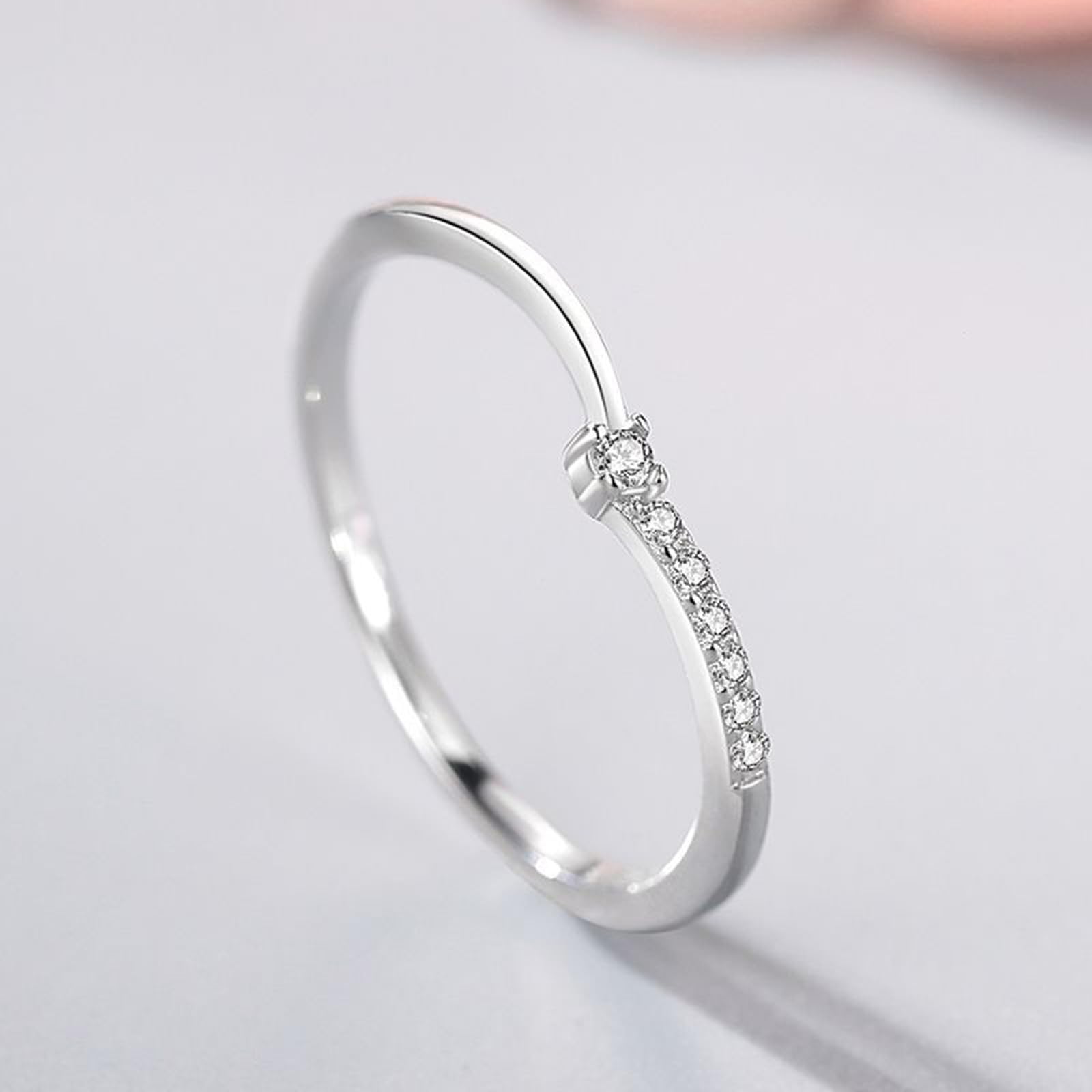 Anillos de diamante de oro blanco, anillos de boda para mujer, oro auténtico, delicado anillo de compromiso, alianzas con diamantes para mujeres