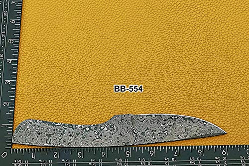 9 Inches Long Blank Blade, Hand Forged Rain Drop Pattern Damascus Steel Skinning Knife Blade, Knife Making Supplies, Drop Point Blade Pocket Knife With 3 Pin Hole, 4.5" Cutting Edge, 4.5" Scale Space #TOP1