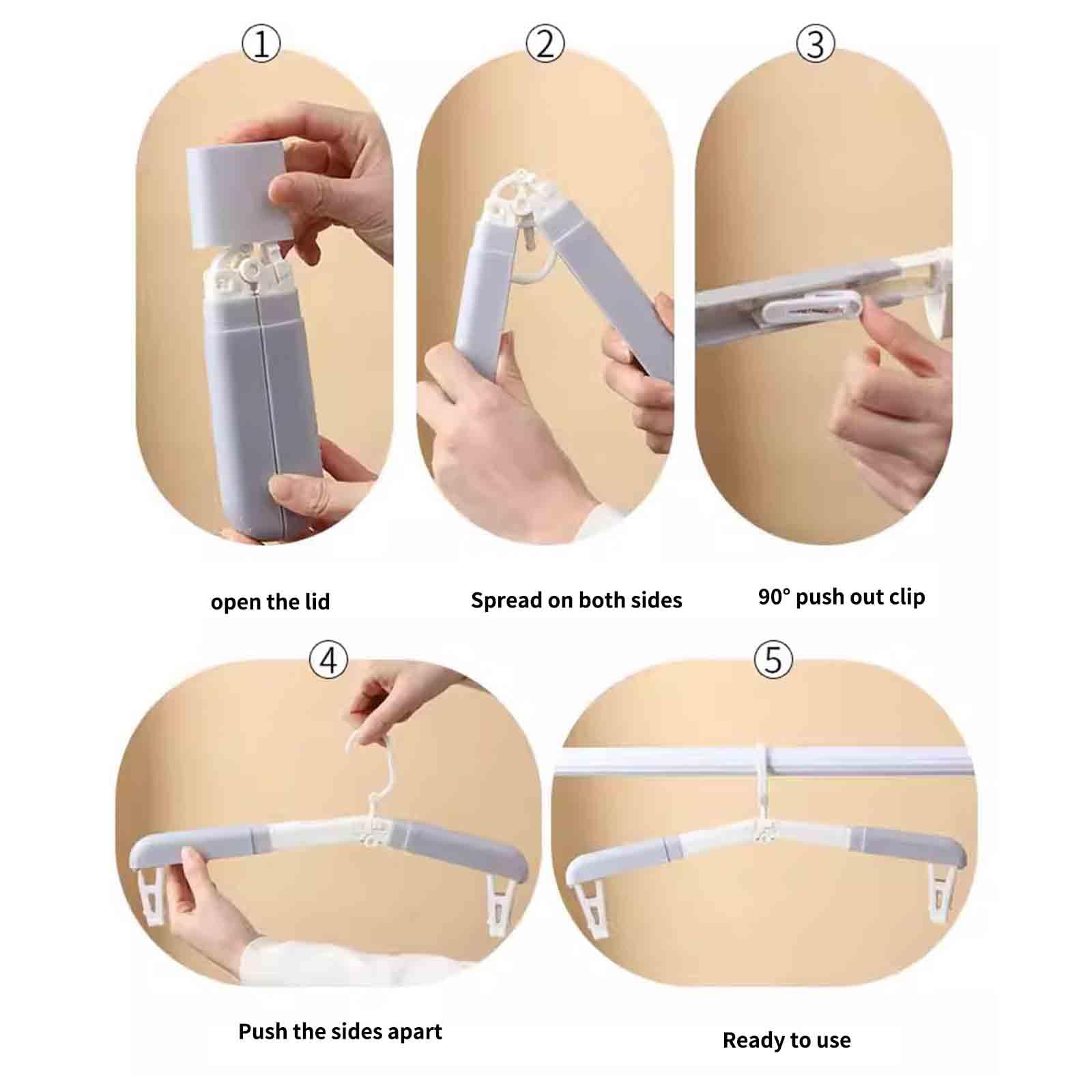 JUSHZ Perchas Ropa Perchas Perchero De Pie Percheros Colgador De Ropa Antideslizante Plastico con Pinzas 8 Unidades Clip De Calcetín Oculto Plegable Antideslizante Viajes Al Aire (White,39x2cm)