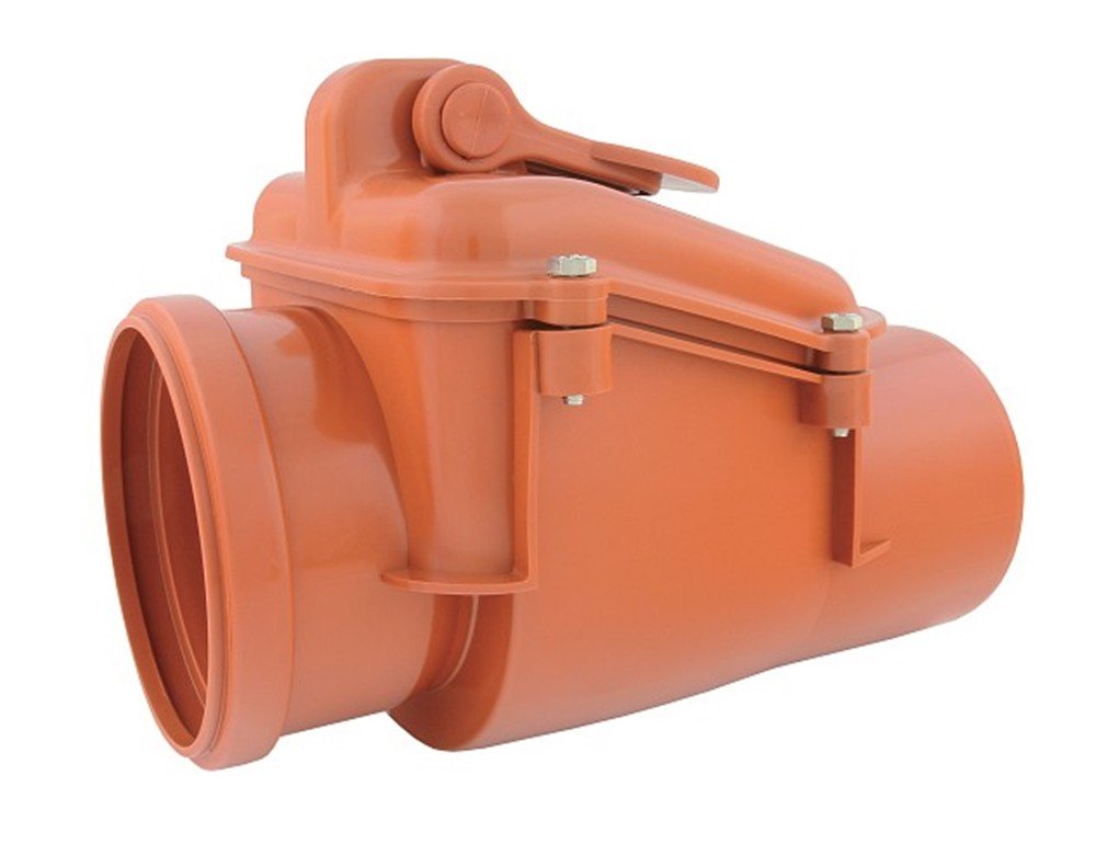Aquer Tope de reflujo con trampilla de bloqueable, Naranja, Ø 110 / DN 110 mm