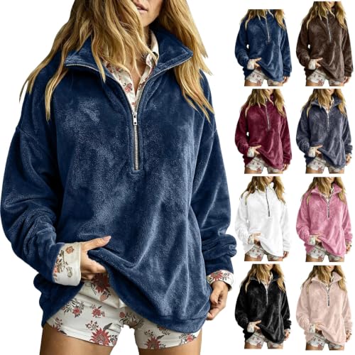 Quarter Zip Pullover Women Fleece Long Sleeve Flannel Comfy Sweatshirts - image 1