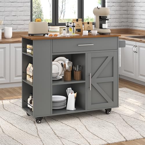 4 EVER WINNER Rolling Kitchen Island with Storage for Small