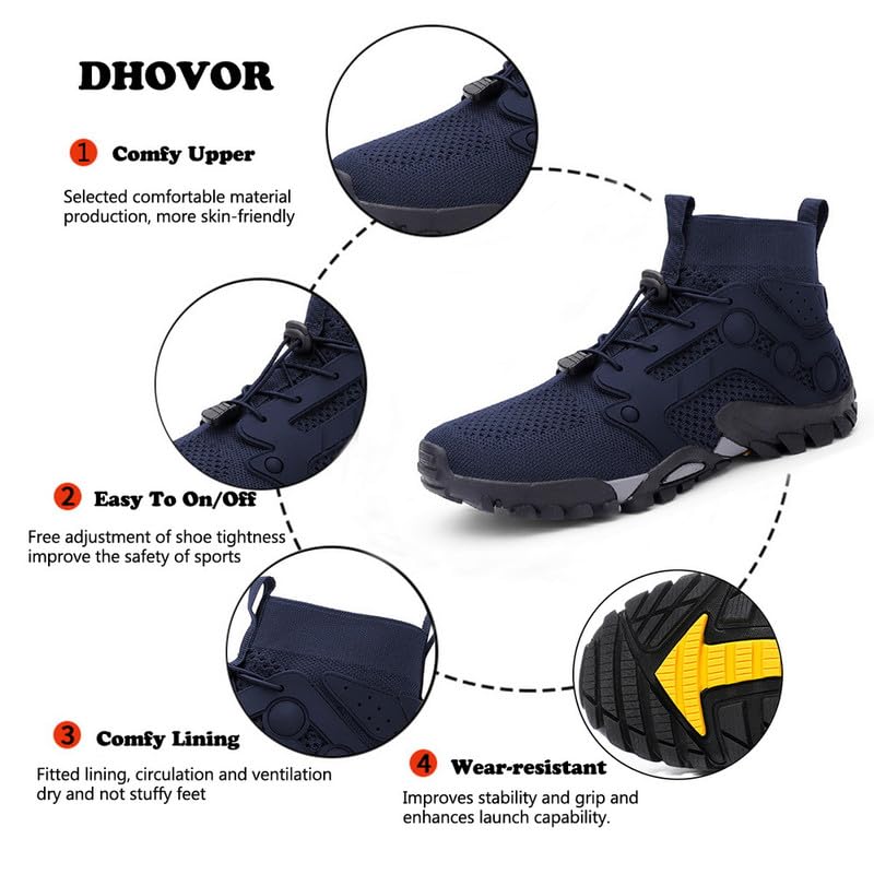 Mens High Top Water Shoes Breathable Hiking Shoes Quick Drying Sports Aqua Barefoot Shoes Non Slip Walking Fishing Shoes2