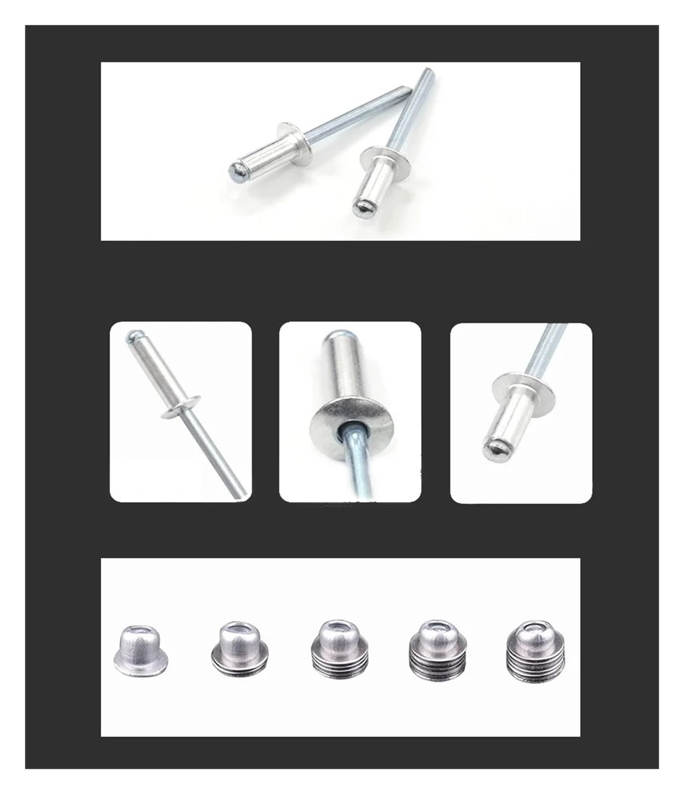 Remaches ciegos de acero de aluminio | 2,4-6,4x4-60 mm for reparaciones de metal: remaches de acero y aluminio con cabeza domo(4.0x40mm)