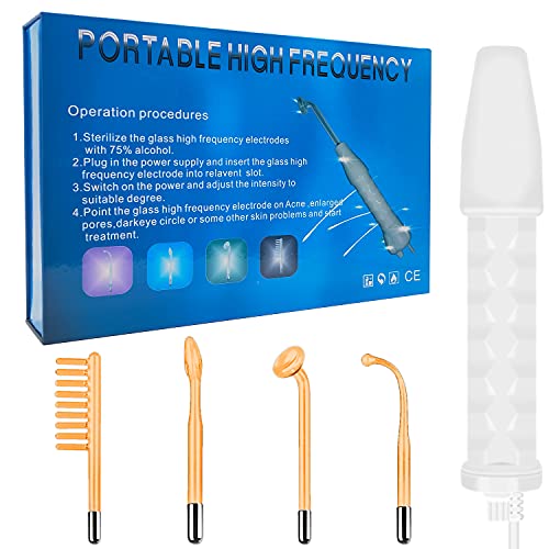High Frequency Facial Wand - TUMAKOU Portable High Frequency Facial Skin Machine - with 4 Glass Tubes