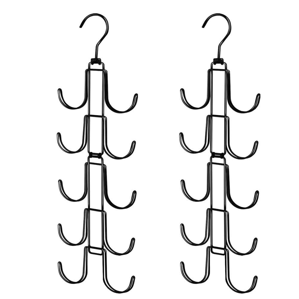 Aundhegrtt Metal 2Pack Hat Organizer for Closet, Foldable Caps Rack with 10 Rotatable Large Hooks, Holds Up to 40 Baseball Caps