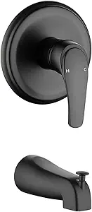 Shower Valve Trim Kit with Tub Spout Matte Black Tub Shower Rough-In Mixer Valve Bathroom Trim Kit