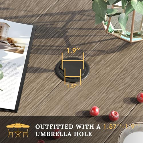 Image of VICLLAX Patio Dining Set for 4, All Weather 5-Piece Patio Set-40.2 inch Square Outdoor Table and 4 Stackable Chairs for Lawn Garden and Backyard,Grey Wood Grain Tabletop