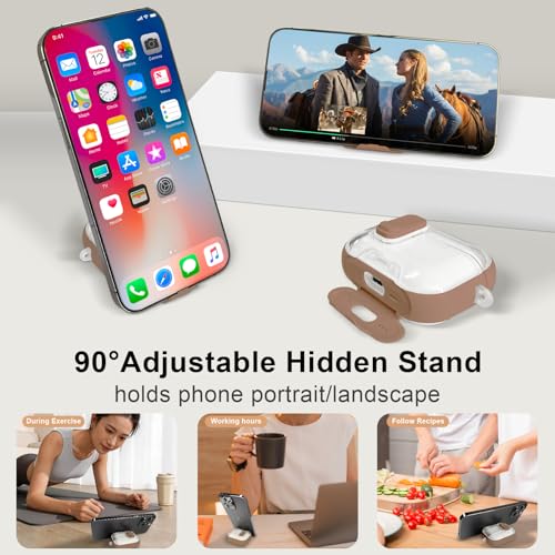 Image of Compatible Airpods Pro 3 Case (2025) with Phone Stand & Cleaner Kit,Print Soft Silicone Lock Clip Apple AirPods Pro 3rd Generation Case, Airpod Pro 3 Cover with Keychain for Women /Girls,Rose Gold