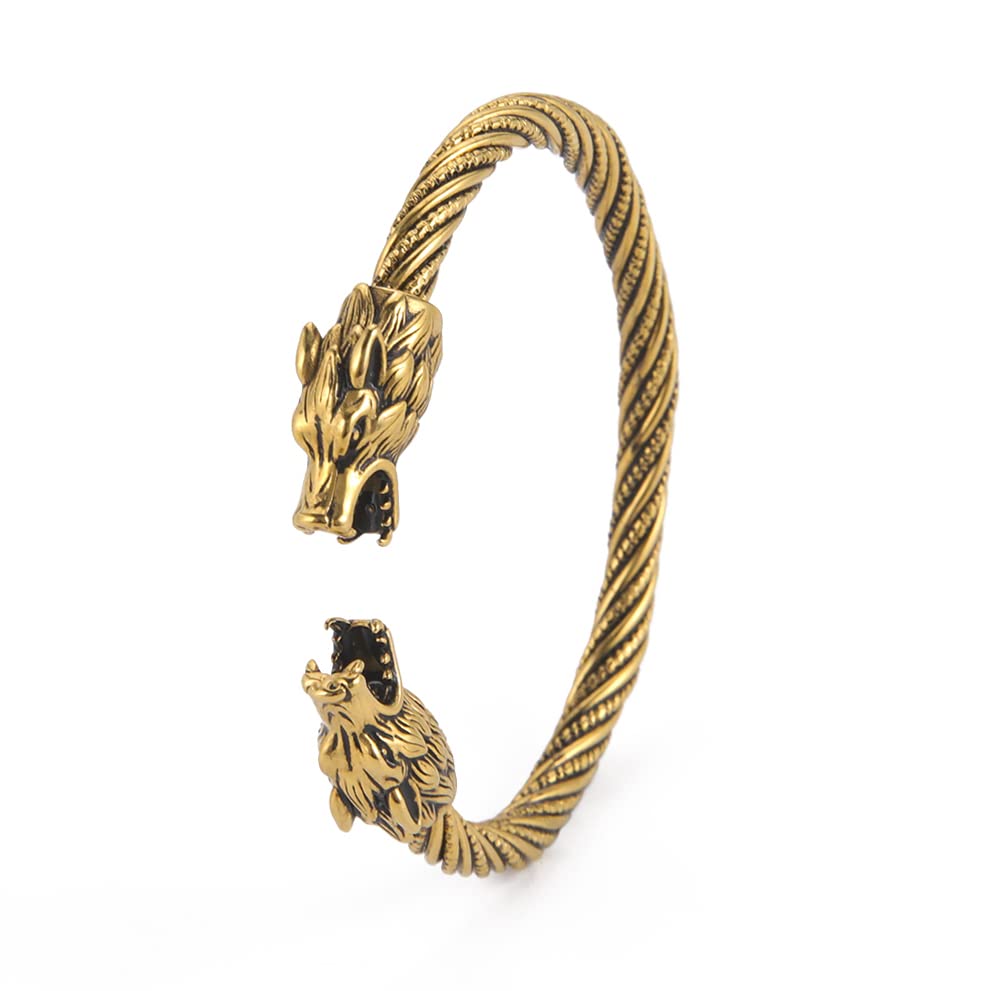 Brazalete Vikingo Fenrir, Acero Inoxidable Torcido, Hombre | Cuotas Sin