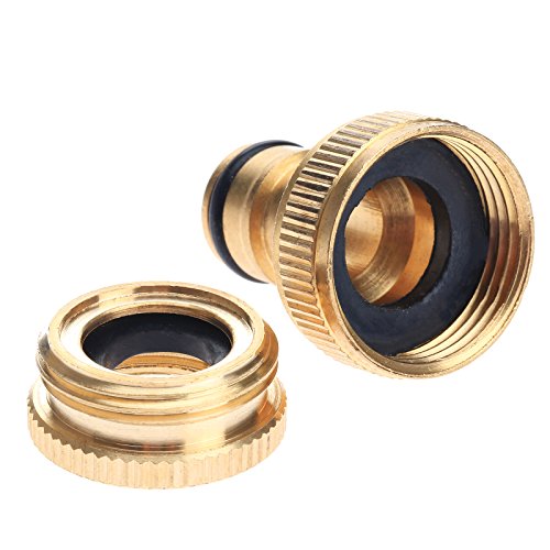 DRELD Garden Hose Tap Connector 2-in-1 1/2 & 3/4 BSP Garden Hose Brass Tap Gardening Pipe Faucet Adapter for Gardening Washing Machine (2-in-1)