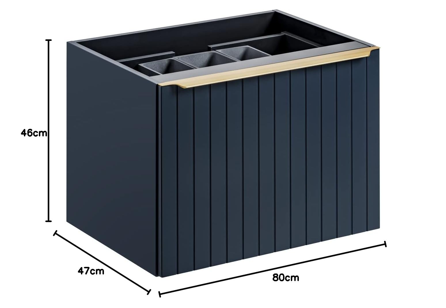 PIASKI Santa FE Deep Blue 80 cm szafka pod umywalkę z blatem, granatowa wisząca szafka pod umywalkę (tylko meble)