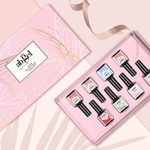 ab gel Gel Nagellack-Set, 8 Stück Sanfte Pfirsich-Farbserie Gel-Nagellack-Maniküre-Set für den Nagelkunst-Farbsalon zu… – Bild 3