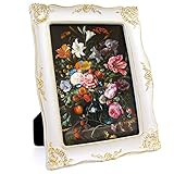 Kilarero Christmas 8x10 White Ornate Picture Frame Vintage, Elegant Antique Photo Frames with Glass