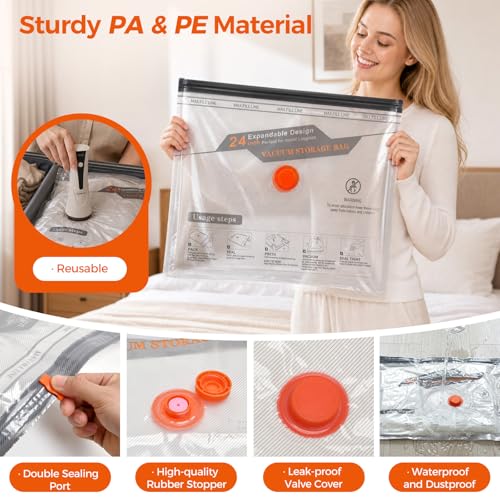 Monalife Vacuum Seal Bags for Clothing Travel with Electric Pump,8 Pack - image 3
