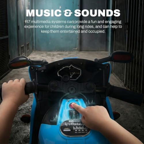 Image of Baybee R7 Baby Electric Bike for Kids with LED Lights & Music | Toddler Ride on Baby Bike with Foot Acceleration | Rechargeable Battery Operated Bike for Kids 1 to 3 Years Boys Girls (Ceyon Blue)