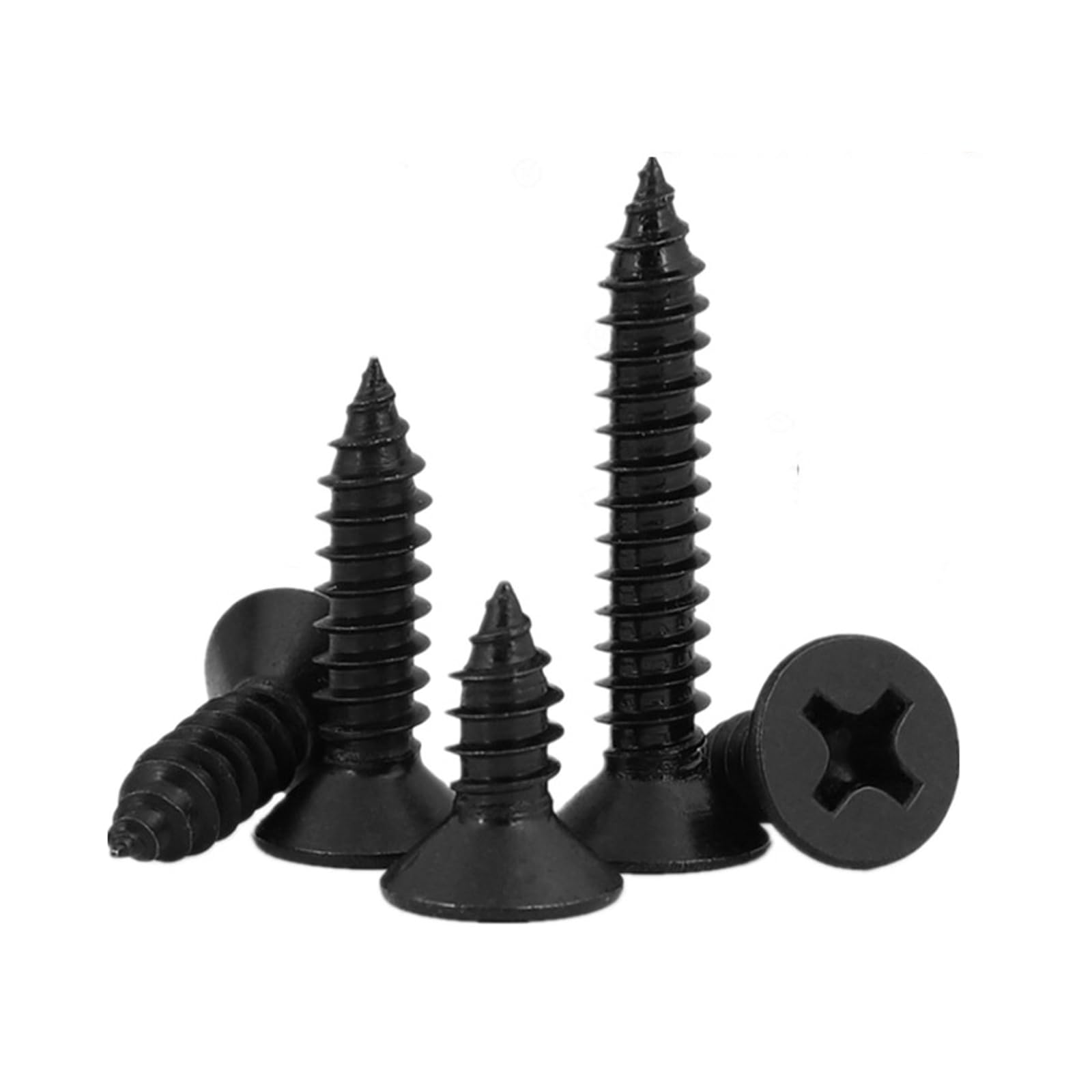 M3*8mm Black Self Tapping Screws, Phillips Flat Head Zinc Plating 304 Stainless Steel Screws