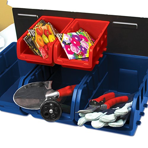 Performance Tool W5193 Half Bulk Bin Storage Rack With 32 Large And Small Bins For Easy Garage Organization Of Tools, Parts, Hardware, And More, Red And Blue #TOP4