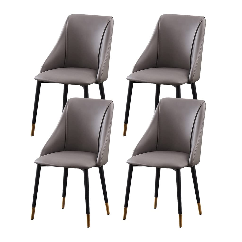 SJIALEN 4pcs Kitchen Dining Chairs, with Metal Legs Counter Chairs Living Room Bedroom Lounge Water Proof PU Leather Side Chair Kitchen Chair (Color : Grey)