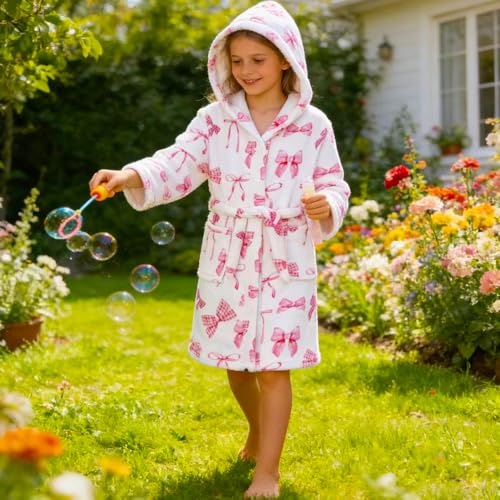 Image of Boys Girls Bathrobes,Toddler Boy Girl Robes,Children's Plush Soft Coral Fleece Hooded Pajamas Sleepwear for Kids