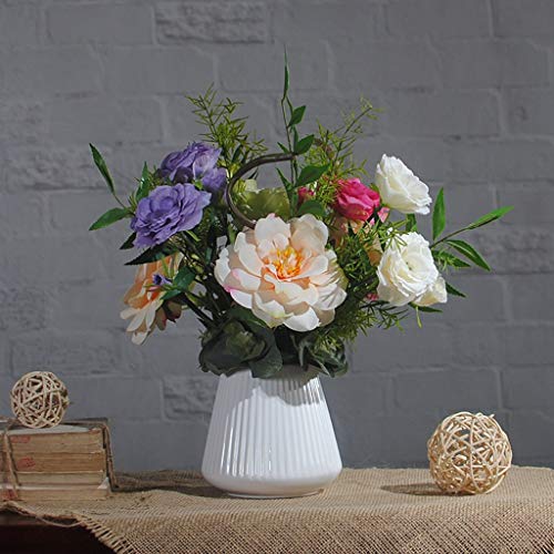 Fleur artificielle eustoma avec vase pour centre de table de salon