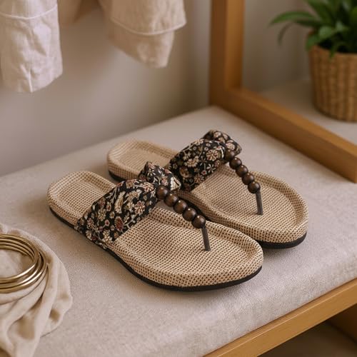 Image of Women's Slippers | Comfortable Flat Chappals for Women with Bow Detail | Stylish Casual Chappals, Trendy Summer Sandals, Comfortable Footwear for Daily Use
