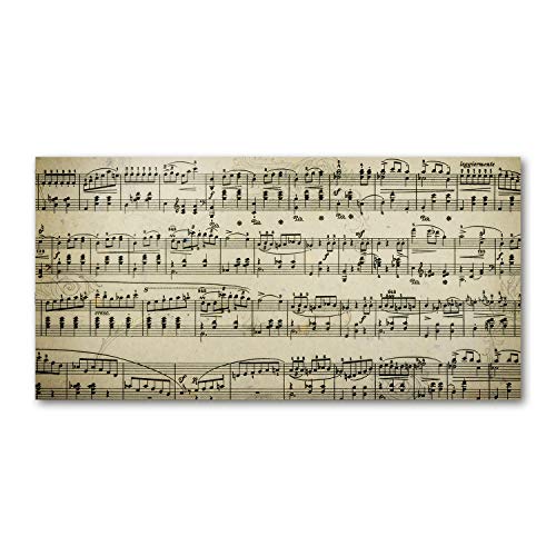 Cadre toile musique 120x60 cm beige motif partition decoration murale salon