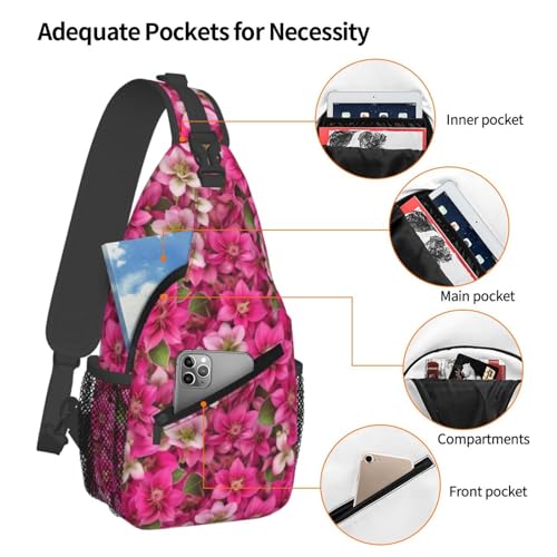 Mochila bandolera con estampado de rosas para hiking miniatura 4