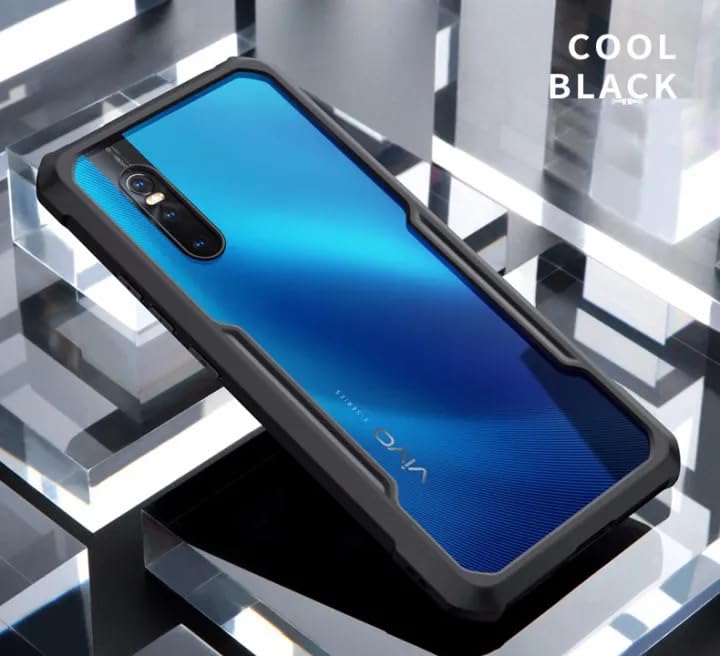 Image of REALCASE Vivo V15 Pro Back Cover Case Stylish | Clear Transparent Gel Shock Proof TPU Bumper Back Cover Case for Vivo V15 Pro (E-Black)