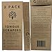 Stainless Steel Tongue Scraper (2-Pack w/ 2 Steel Travel Cases Included), Tongue Cleaners Reduce Bad Breath, 100% Metal Tongue Scrapers with Metal Cases (Plastic-Free)