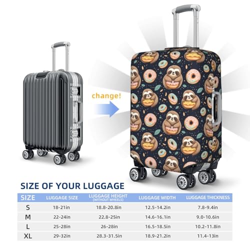 Cute Sloth Donut Print Travel Luggage Covers, Washable Suitcase Covers Protector for Luggage 18-32 Inch High Elasticity2