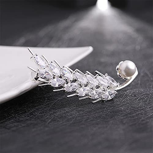 Image of Ear of Wheat Brooch Pin Corsage, Sweater Dress Shawl Elegant Jewelry Accessory Decor for Wedding Birthday Party Christmas Gift (Silver)
