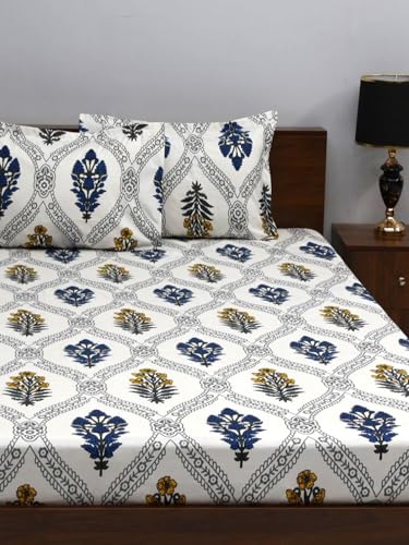Image of Bombay Dyeing Mimosa 164 TC Microfiber White Double Size Bedsheet with 2 Pillow Covers