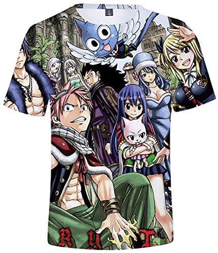 YIMIAO Garçon Fille Fairy Tail Tshirt à Manches Courtes Gray Natsu Été T-Shirt Japonais Animé Cosplay Manches Décontractés Tee(M)