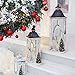 Winlyn 3 Pack Artificial Mini Tabletop Christmas Trees Tiny Frosted Bottle Brush Trees Decorated Small Sisal Trees with White Snow and Colorful Beads Winter Holiday Miniature Décor Assorted Sizes