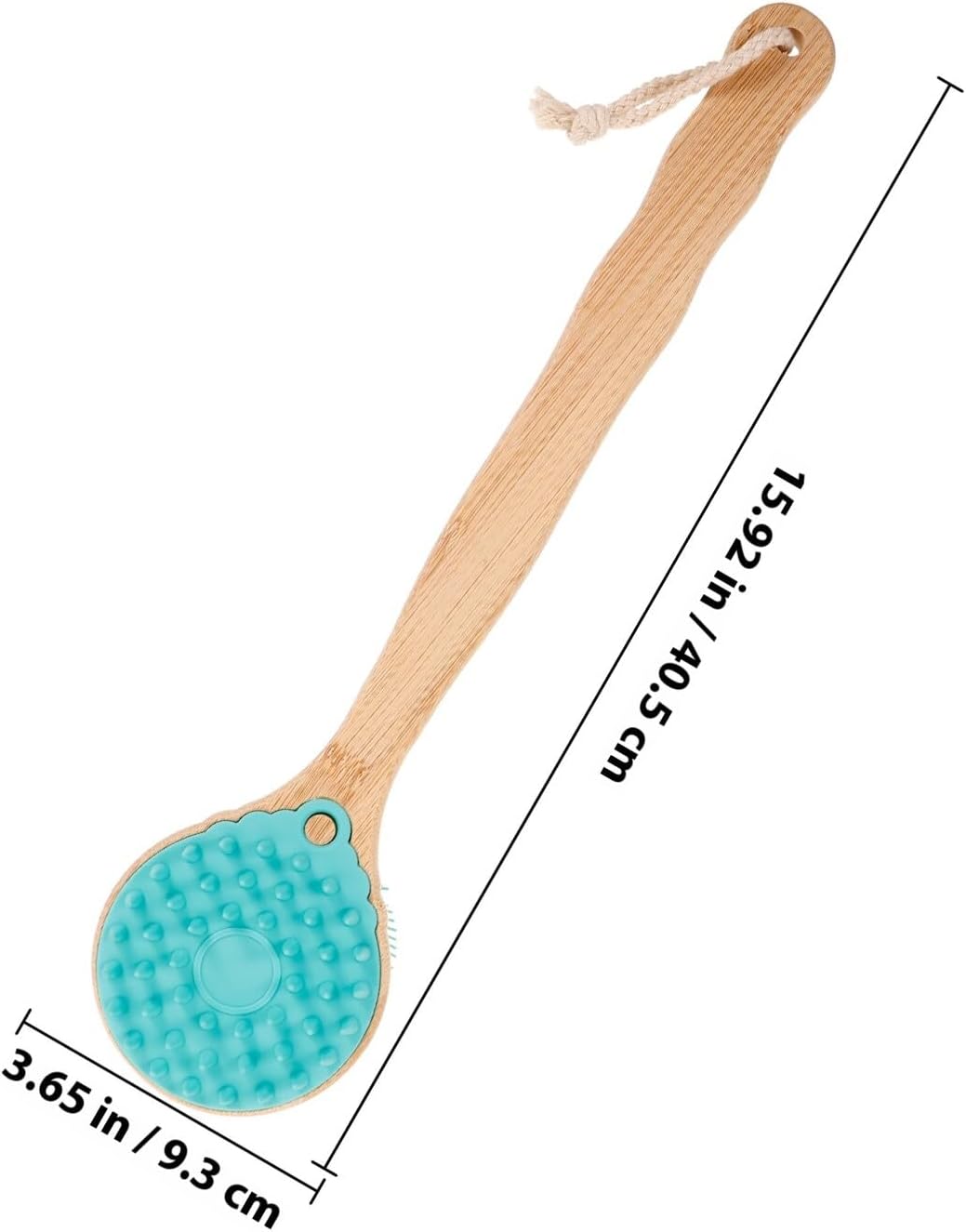 Zerodeko Double-Sided Back Scrubber Long Handle Bath Brush Silicone Body Massage Shower Brush for Elderly and Adults Green Round Handle Exfoliating for Home Use